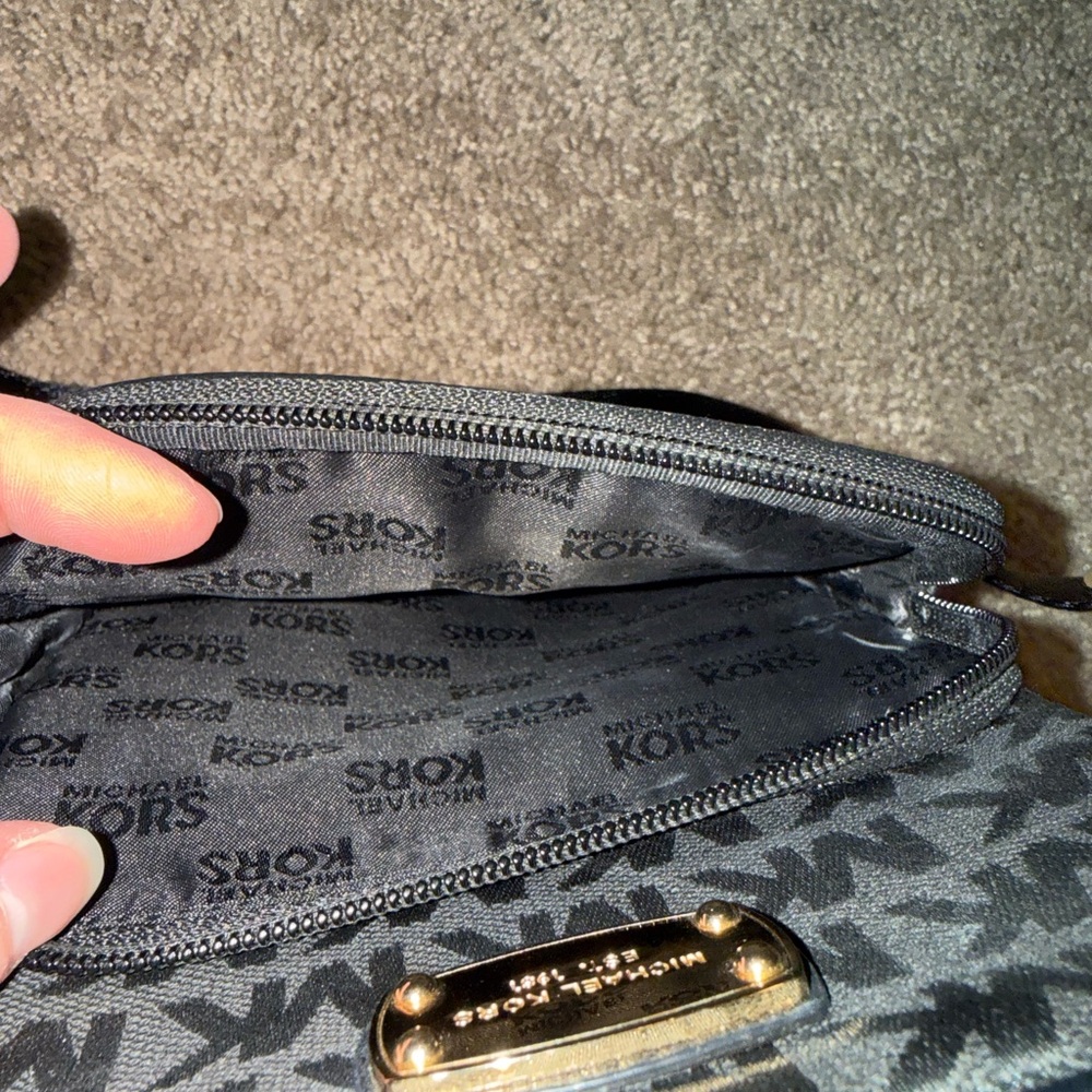 Michael Kors Black Messenger Bag with Gold Accents - Picture 4 of 5